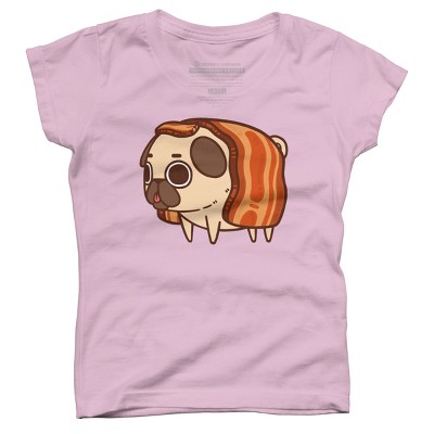 Girl's Design By Humans Puglie Bacon Strip By Puglie T-Shirt