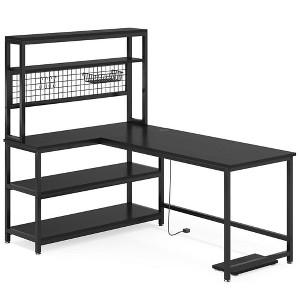 Resenkos Computer Desk, Gaming Desk,55" Reversible L-Shaped Desk with Wireless Charging & Shelves, - 1 of 3