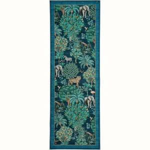 Jungle Print Washable Rug - Non-Slip Low Pile Stain Resistant Carpet for Living Room, Bedroom, Nursery, Playroom - 1 of 4
