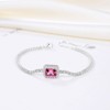Halo Tennis Chain Bracelet for Women Adjustable Sterling Silver Pink CZ Ginger Lyne Collection - 2 of 4