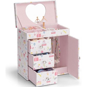 Musical Jewelry Box for Girls, Large Kid Music Box with Ballerina,4 Layer Girl Jewelry - 1 of 4