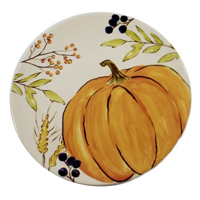 Tabletop 12.0" Thankful Harvest Plate Pumpkin Thanksgiving Burton & Burton  -  Dining Plates