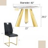 Infurnic Dining Sets Round Table Paired with Four Uniquely designed White Dining Chairs With Golden Metal Leg , Black, 42"*42"*29.5" - 3 of 4