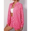 Women's  2 Piece sets  Button Down Shirt Long Sleeve Short Drawstring  Outfits - 2 of 4