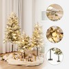LuxenHome 3-Piece Pre-Lit Snowy Branches Artificial Christmas Tree Set with Metal Base Green - 2 of 4
