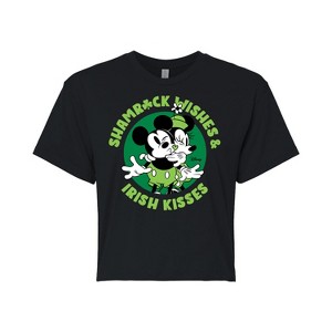 Women's - Disney - Shamrock Wishes Irish Kisses Cropped Graphic T-Shirt - 1 of 4
