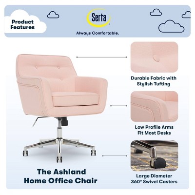 Blush Pink Memory Foam Swivel Office Chair with Arms