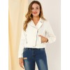 Allegra K Women's Notched Collar Zip Closure Biker Motocycle Denim Jacket - 3 of 4