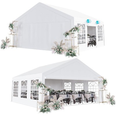 20x20FT Heavy Duty Party Tent, Large Outdoor Wedding Canopy with Removable Sidewalls, Waterproof Roof, 3 Storage Bags, White