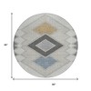 HomeRoots 8' Gray Gold And Charcoal Round Geometric Washable Indoor Outdoor Area Rug - 3 of 4