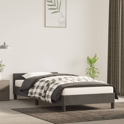 vidaXL Bed Frame with Headboard Dark Gray 39.4 in.x74.8 in. Twin Velvet