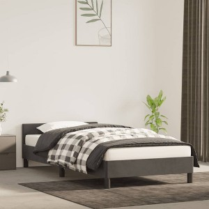 vidaXL Bed Frame with Headboard Dark Gray 39.4 in.x74.8 in. Twin Velvet - 1 of 4