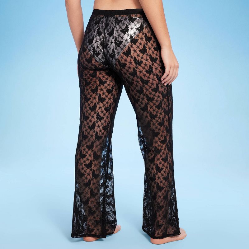 Women's Sheer Lace Flare Cover Up Pants - Wild Fable™ Black, 6 of 7