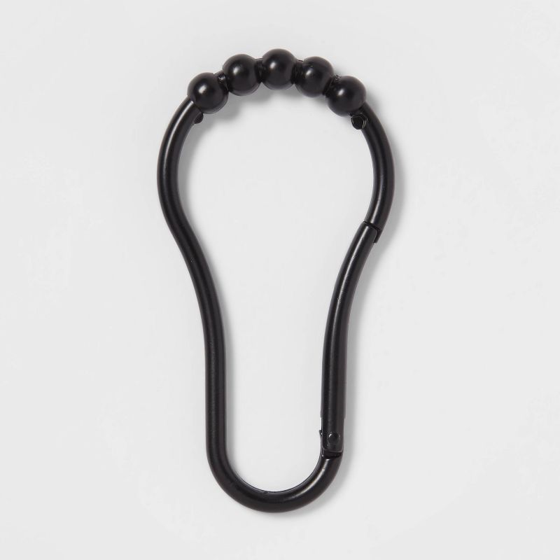V Hook Shower Curtain Rings Matte Black - Made By Design&#8482;, 1 of 7