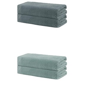 Unique Bargains Cotton Quick Lightweight Dry Large Bath Towels 4 Pcs - 1 of 4