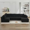 137.8" Corduroy Upholstery U-Shaped Cloud Modular Sectional Sofa with Right Chaise and Pillows, All-Foam Compression Design - 3 of 4