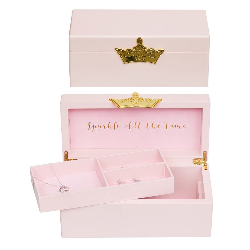 Disney Princess Gold Icon Pink Lacquer Wood Jewelry Organizer Box, 1 of 8
