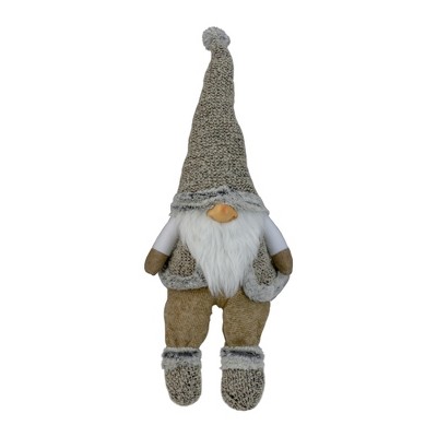 Northlight 17" Gray and Beige Sitting Christmas Gnome Decoration