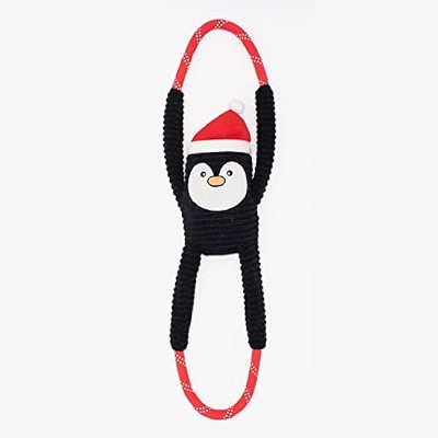 ZippyPaws RopeTugz Christmas Dog Toy - Plush Squeaky Holiday Dog Gifts for Small & Medium Puppy Dogs, Interactive Hide & S...