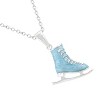 Slickblue Festive Blue Enamel Ice Skate Pendant – Rhodium Plated, Holiday Jewelry with 16" Chain for Women - 3 of 3