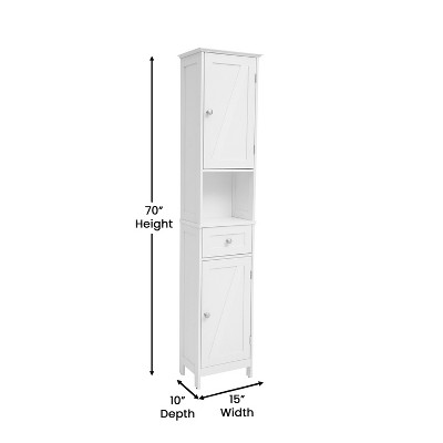 White Engineered Wood Bathroom Linen Tower with Adjustable Shelves
