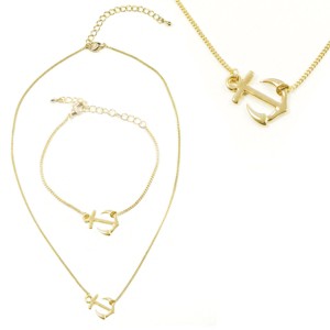 Wrapables Sideways Anchor Pendant Necklace and Bracelet Jeweley Set - 1 of 1
