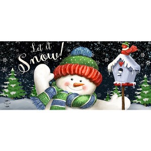 Briarwood Lane Winter Snow Time Snowman Mini Mat 22x10 Indoor Outdoor For Winter Doormat - 1 of 3