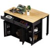 Vynxaria 2-Tone Extendable Kitchen Island 47.2" Prep Top,13.8"x41.7" Dining Ext, Built-in Outlets, 8 Wheels (4 Lockable), P2 Wood, 400LBS - 2 of 4