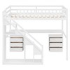 Sapphtopaz Loft Bed with 2 Chest of Drawers & LED Wooden Loft Bed Frame with Guardrails & Stairs for Kids,Teens Desk Bed for Bedroom - 2 of 4