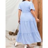 MISSKY Women Plus Size Wrap Dress High Waist Short Sleeve Ruffle Casual Summer Maxi Dresses with Belt - 2 of 4