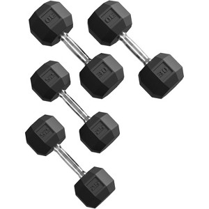 PVC Hex Dumbbell Weight Set, Exercise & Fitness Dumbbells for Muscle Toning, Strength Building & Full Body Workout, 110LB Set - (25+30LB) x2 - 1 of 4