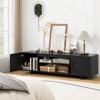 Costway TV Stand for 70" TVs Modern Entertain Center with Power Outlet & 2 Cable Holes Brown/Black - 2 of 4