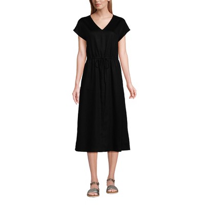 Lands' End Women's V-Neck Midi Dress made with TENCEL Fibers