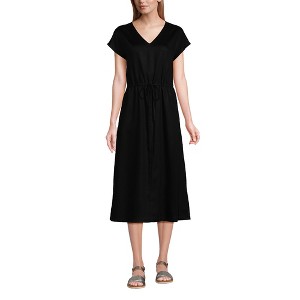 Lands' End Women's V-Neck Midi Dress made with TENCEL Fibers - 1 of 2