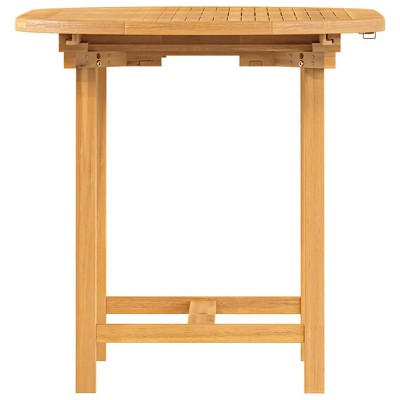 Extendable Solid Teak Wood Patio Table with Parasol Hole
