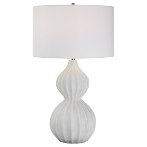 Uttermost Antoinette Table Lamp – 27.5"H Ivory Faux Marble with Scalloped Ridges & Polished Nickel Accents - 1 of 4