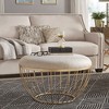 Gillian Coffee Ottoman Gold/Beige - Inspire Q: Linen Upholstery, Foam-Filled, Metal Base - 2 of 4