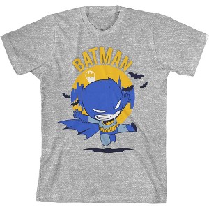 Batman Chibi Batman Crew Neck Short Sleeve Athletic Heather Boy's T-shirt - 1 of 3