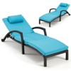 Chaise Lounge Chairs Set of 2 for Outside, Adjustable Position Outdoor PE Rattan Wicker Patio Pool Lounge Chair with Arm, Cushion, Pillow and Wheels - 4 of 4