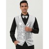 Lars Amadeus Men's Sequin Shiny Slim Fit Sleeveless Suit Waistcoat Set with Bow Tie - 3 of 4