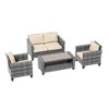 Sonkuki 4 Pieces Patio Conversation Set, Loveseat Sofa with Coffee Table, All-Weather PE Rattan Wicker Sofa - 2 of 4
