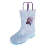Frozen Elsa Anna Princess Rubber Rainboots - Waterproof Lightweight Easy On with Easy Pull Handles - Pink / Blue (7-1 Toddler / Little Kid / Big Kid)