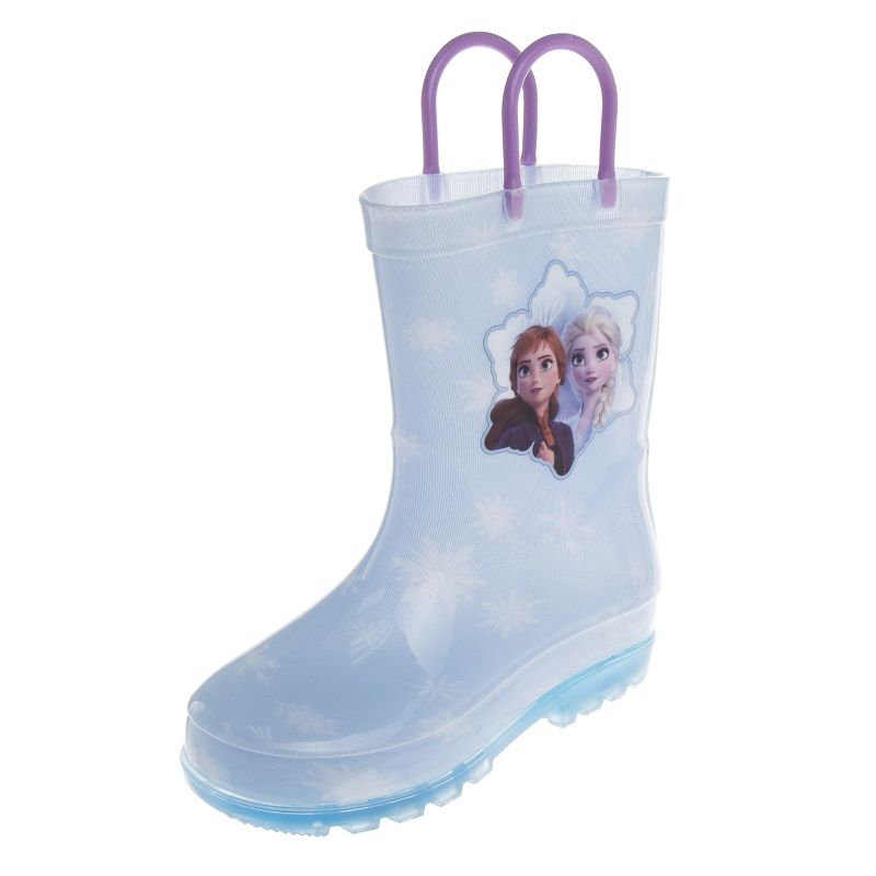 Frozen Elsa Anna Princess Rubber Rainboots - Waterproof Lightweight Easy On with Easy Pull Handles - Pink / Blue (7-1 Toddler / Little Kid / Big Kid), 1 of 8