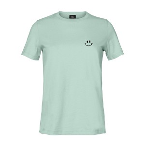 Dalix Smile Face Embroidered Soft Cotton Short Sleeve T Shirt Womens - 1 of 4