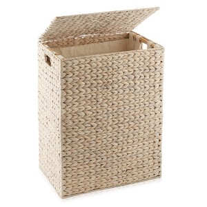 Casafield Large Laundry Hamper with Lid and Removable Liner Bag, Woven Water Hyacinth Laundry Basket for Clothes - 1 of 4