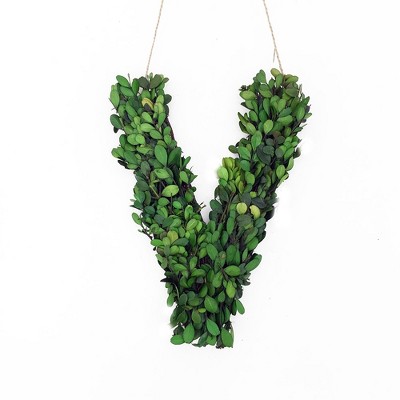 Modern Home 12" Real Preserved Boxwood Monogram Wreath
