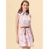 INSPIRE CHIC Women's Floral Sleeveless Half Placket Mini Belted Summer Dress - 2 of 4