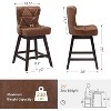 Arceso Retro Swivel Bar Stools Set of 2, 26" Counter Height with Faux Leather Back & Solid Wood Legs for Kitchen Island & Home Bar - 2 of 4