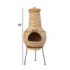 Vintiquewise Outdoor Clay Chiminea Fireplace Sun Design Wood Burning Fire Pit with Sturdy Metal Stand, Barbecue, Cocktail Party, Cozy Nights Fire Pit - 4 of 4