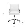 HomeRoots White and Silver Adjustable Height Swivel Rolling Conference Office Chair - 3 of 4